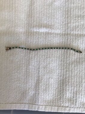 Emerald Green Tennis Bracelet in silver setting- Women's Jewelry